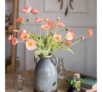 DUYONE Artificial Flowers 6 Stems Poppy Silk Bouquet,for Wedding, Home, Party Decoration,Table Centerpiece Arrangement(Orange Pink 6pcs)
