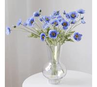 DUYONE Artificial Flowers 6 Stems Poppy Silk Bouquet,for Wedding, Home, Party Decoration,Table Centerpiece Arrangement(Blue)