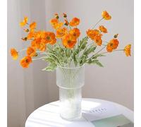 DUYONE Artificial Flowers 6 Stems Poppy Silk Bouquet,for Wedding, Home, Party Decoration,Table Centerpiece Arrangement(Orange)