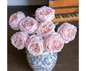 DUYONE Fake Flowers for Decoration Home Decor Artificial Flowers Austin Rose Peony Latex Fake Flower Living Room Decoration Vivid Pink Roses Peonies (Light Pink 4pcs)