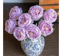 DUYONE Fake Flowers for Decoration Home Decor Real Touch Artificial Flowers Austin Rose Peony Latex Fake Flower Living Room Decoration Vivid Pink Roses Peonies (Light Purple 4pcs)