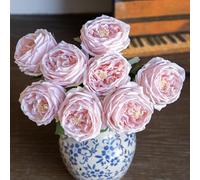 DUYONE Fake Flowers for Decoration Home Decor Real Touch Artificial Flowers Austin Rose Peony Latex Fake Flower Living Room Decoration Vivid Pink Roses Peonies (Light Pink 4pcs)