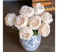 DUYONE Fake Flowers for Decoration Home Decor Real Touch Artificial Flowers Austin Rose Peony Latex Fake Flower Living Room Decoration Vivid Pink Roses Peonies (Champagne 4pcs)
