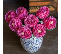 DUYONE Fake Flowers for Decoration Home Decor Real Touch Artificial Flowers Austin Rose Peony Latex Fake Flower Living Room Decoration Vivid Pink Roses Peonies (Rose red 4pcs)