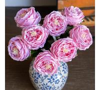 DUYONE Fake Flowers for Decoration Home Decor Real Touch Artificial Flowers Austin Rose Peony Latex Fake Flower Living Room Decoration Vivid Pink Roses Peonies (Deep Pink 4pcs)