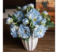 DUYONE Silk Peony Fake Flowers Large Long Stem Plants for Decoration Home Decor Living Room Artificial Flowers Decoration (Blue 4pcs)