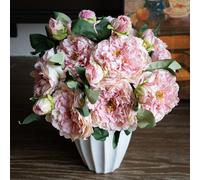 DUYONE Silk Peony Fake Flowers VintageLarge Long Stem Plants for Decoration Home Decor Living Room Artificial Flowers(Pink 4PCS)
