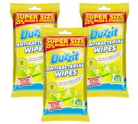 Duz_zit Anti Bacterial Wipes 50 Jumbo Sheets Pack of 3 Multipurpose Sterilising Wet Cloth Surface Cleaner Waste Bins Bathroom Kitchen with Welari Thank You Card | (3pack) (150wipes)