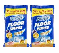 Duz_zit Floor Wipes 24 Jumbo Sheets Pack of 2 Extra Strong Lemon Fresh Cleaning Wet Cloth Ceramic Linoleum Surface Cleaner with Welari Thank You Card | (2pack) (48wipes)