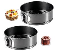 Duzapku 7 Inch Springform Cake Tins, 2Pcs Round Cake Tin Set, Cheesecake Tin, Non Stick Cake Tins for Baking, Healthy & Non-Toxic, Rust Resistant (18cm, Black)