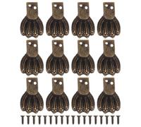 DUZEPA 12PCS Antique Brass Box Legs Feet, Decorative Jewelry Box Corner Protector Feet Leg (Bronze)