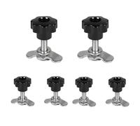 DUZEPA 6PCS Screw Fitting Airline Rail M8 x 45 with Locking Nuts, Black Star Handle, Screw End Connectors Fittings Track Accessories For Campers RVs