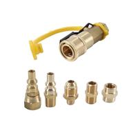 DUZEPA 7-Piece RV Propane Quick Connect Adapter Kit With Shutoff Valve 3/8" Flare X 1/4" Brass Fittings For BBQ Grill Camping Outdoor Cooking