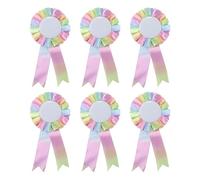 DUZEPA Pack Of 6 Rainbow Rosettes Badges, Blank Award Ribbon, Winner Prize Ribbons, Honorable Ribbon Badge, Hobby Horse Tournament Bows (Pink)