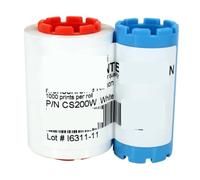 DUZHIHOZL For hiti CS200 CS200e CS220 card printers FW version 0060 0061 For private code CS2 YMCKO 400 Images printer Ribbon Replacement Parts(CS2W White No chip)