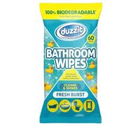 Duzzit Bathroom Wipes - Cleans & Shines | 100% Biodegradable - Made From Plant Fibres | Suitable for Baths, Sinks, Toilets & Showers (60 Biodegradable Wipes, Fresh Burst)