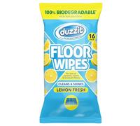 Duzzit Floor Wipes - Cleans & Shines | 100% Biodegradable - Made From Plant Fibres | For Ceramic, Wood and Linoleum Floors (16 Biodegradable Wipes, Lemon)