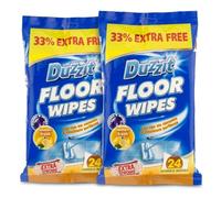 Duzzit Floor Wipes Household Cleaning Wipes, 2 x 24 Lemon Fresh Extra Strong Pre-Moistened Floor Care for Ceramic & Linoleum Surfaces