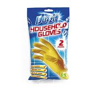 Duzzit Gloves, Latex, Yellow, L (Pack Of 2)