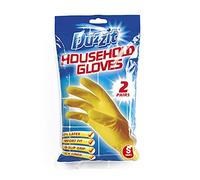Duzzit Household Gloves 100% Latex Comfort Fit Lined Pack Of 2 Size Small, Yellow, Dzt1025A-48