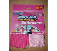 Duzzit Micro-Soft Microfibre Cloths for Bathrooms. Twin Pack Cleaning and Drying/Shining Cloths