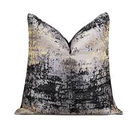 Duzziyyaa Cushion Covers 50 x 50 cm - Gold Black Splash Cushion Covers- Luxury Decorative Square Throw Pillow Cases for Sofa Couch Bedroom Invisible Zipper 20x20 Inches (black and gold, 50cm)