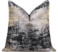 Duzziyyaa Cushion Covers 60 x 60 cm - Gold Black Splash Cushion Covers- Luxury Decorative Square Throw Pillow Cases for Sofa Couch Bedroom Invisible Zipper 22x22 Inches, goldblack60cm