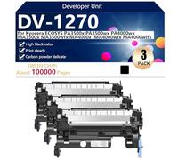 DV-1270 Compatible Replacement Developer Unit for Kyocera ECOSYS PA3500x PA3500wx PA4000wx MA3500x MA3500wfx MA4000x MA4000wfx Printer, High Yield 100000 Pages, Easy to Install,Black-3 pack