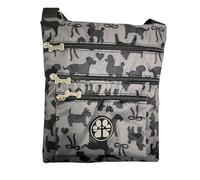 DV David Viggers - Coated Nylon - Crossbody - Dog Walking Bag - Lightweight Shoulder Bag - Built-In Poop Bag Dispenser - Adjustable Strap - Black and Taupe