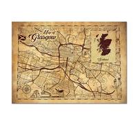 DV DESIGN 1 x A4 Glasgow Map Poster - Vintage Scotland Scottish City Flag County Globe UK GB Travel Gallery Wall Decor Print #82374