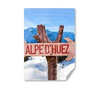 DV DESIGN 1 x A4 Poster Art Print - Alpe d'Huez Sign Ski Resort Wall Art Paper Posters Large Picture Graphic Photo #14279
