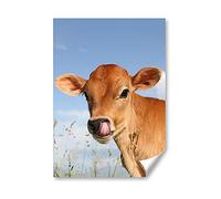 DV DESIGN 1 x A4 Poster Art Print - Jersey Cow Calf Cattle Farm Wall Art Paper Posters Large Picture Graphic Photo #15585