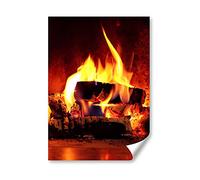 DV DESIGN 1 x A4 Poster Art Print - Open Log Fire Winter Christmas Wall Art Paper Posters Large Picture Graphic Photo #16344