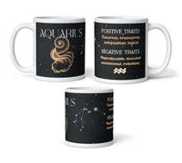 DV DESIGN 1 x Aquarius Mug - Positive Negative Traits Zodiac Star Sign Horoscope Joke Funny Astrology Home Drinks Mugs Cup Kitchen #81893