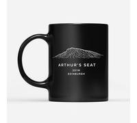 DV DESIGN 1 x Arthur's Seat Mountain Black Mug - Edinburgh National Park UK Contour Map Hike Men's Women's Birthday Christmas Joke Funny Cup #84321