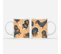 DV DESIGN 1 x Blue Tan Dachshund Print Mug - Sausage Dog Puppy Pets Dogs Lover Fan Animals Pattern Home Drinks Mugs Cup Kitchen Gift #82855