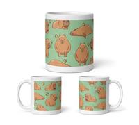 DV DESIGN 1 x Capybara Print Mug - Bumble Bee Insect Rodent Animals Pup Pets Pattern Illustration Cartoon Home Drinks Mugs Cup Kitchen Gift #81058