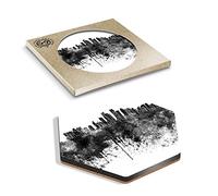 DV DESIGN 1 x Eco Boxed Cork Hexagon Coaster - Doha Skyline Watercolour Ink Art Drink Cup Mug Glass Table Protection Mat #21467