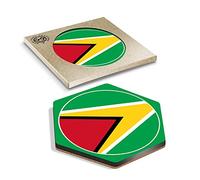 DV DESIGN 1 x Eco Boxed Cork Hexagon Coaster - Guyana America Georgetown Drink Cup Mug Glass Table Protection Mat #9137