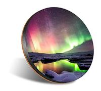 DV DESIGN 1 x Eco Round 12cm Coaster - Aurora Borealis Northern Lights Sky Art Drink Cup Mug Glass Table Protection Mat #8516