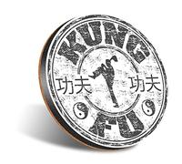 DV DESIGN 1 x Eco Round 12cm Coaster - BW - Kung Fu Fighter Sign Yin Yang Drink Cup Mug Glass Table Protection Mat #39838