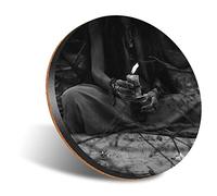 DV DESIGN 1 x Eco Round 12cm Coaster - BW - Wicca Occult Witchcraft Esoteric Witch Drink Cup Mug Glass Table Protection Mat #37048