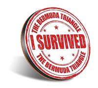 DV DESIGN 1 x Eco Round 12cm Coaster - I Survived The Bermuda Triangle Drink Cup Mug Glass Table Protection Mat #5234