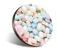 DV DESIGN 1 x Eco Round 12cm Coaster - Pastel Mini Marshmallows Drink Cup Mug Glass Table Protection Mat #3782