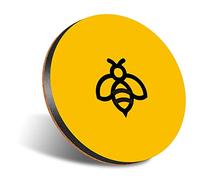 DV DESIGN 1 x Eco Round 12cm Coaster - Yellow Bumble Bee Insect Bees Drink Cup Mug Glass Table Protection Mat #46490