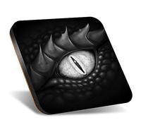 DV DESIGN 1 x Eco Square 12cm Coaster - BW - Black Dragon Eye Fantasy Gamer Drink Cup Mug Glass Table Protection Mat #41478