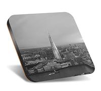 DV DESIGN 1 x Eco Square 12cm Coaster - BW - City Of London Skyline The Shard Drink Cup Mug Glass Table Protection Mat #37776