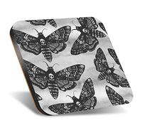 DV DESIGN 1 x Eco Square 12cm Coaster - BW - Death Head Hawk Moth Print Drink Cup Mug Glass Table Protection Mat #36966