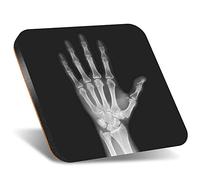 DV DESIGN 1 x Eco Square 12cm Coaster - BW - Human Hand X-Ray Bones Doctor Science Drink Cup Mug Glass Table Protection Mat #43785