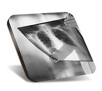 DV DESIGN 1 x Eco Square 12cm Coaster - BW - Lung X-Ray Radiography Doctor Drink Cup Mug Glass Table Protection Mat #43155